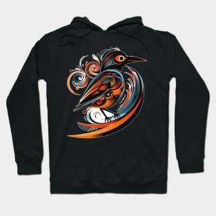 Mesmerizing Orange and Blue Bird Hoodie